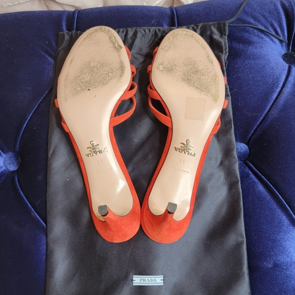 PRADA Strappy Red Suede Slide Sandals - Picture 13 of 13